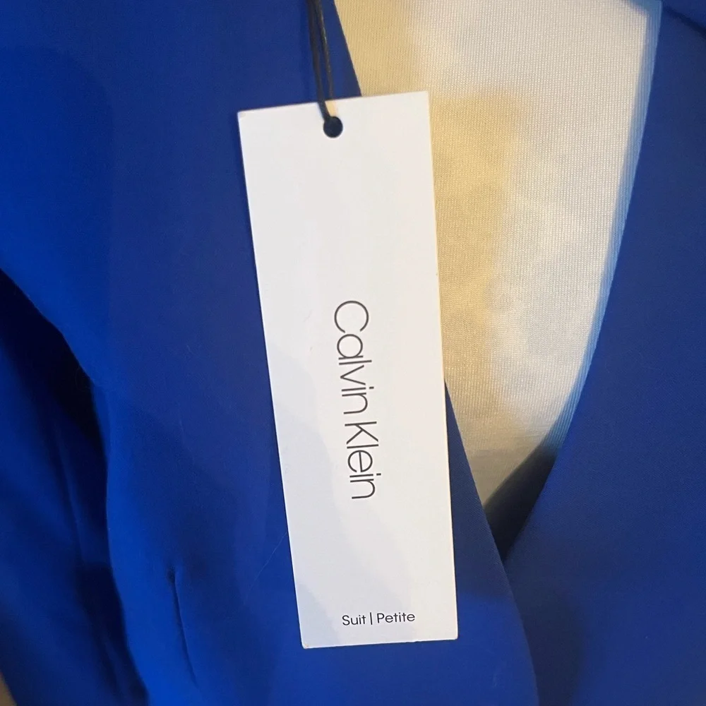 Calvin Klein Royal Blue Tailored Suit Jacket with Silver Bar Closure| Petite 12